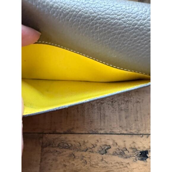 CELINE Paris Wallet Women's Gray Yellow Leather Continental Bicolor With COA - Picture 9 of 11